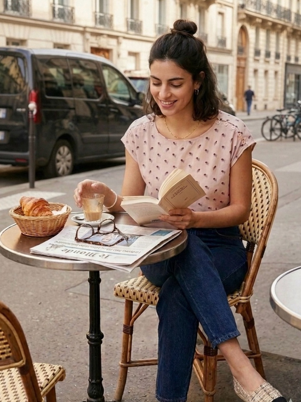 🇫🇷 French Connection Blush Pink Printed Cap-Sleeve Blouse 🇫🇷